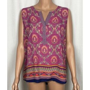 DR2 Women’s Size XL Sleeveless V-Neck Floral Print Blouse